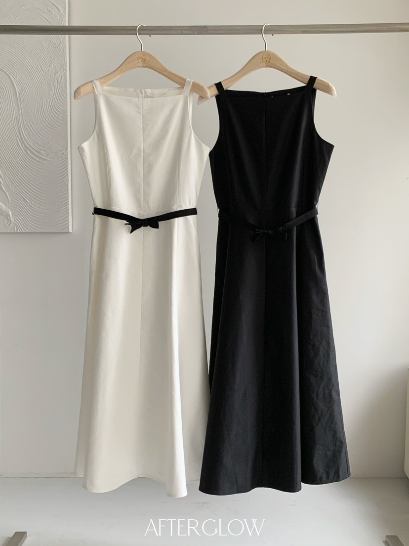AFTERGLOW韓國㊣直郵東大門代購女裝新品25春夏連衣裙包含腰帶蝴蝶結AFTERGLOW連衣裙