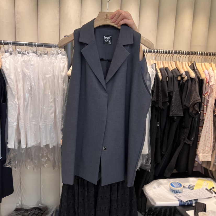 OUS/INCH-L直郵韓國代購㊣女裝新款時尚休閑25春夏人氣馬甲OUS/INCH馬甲圖色2