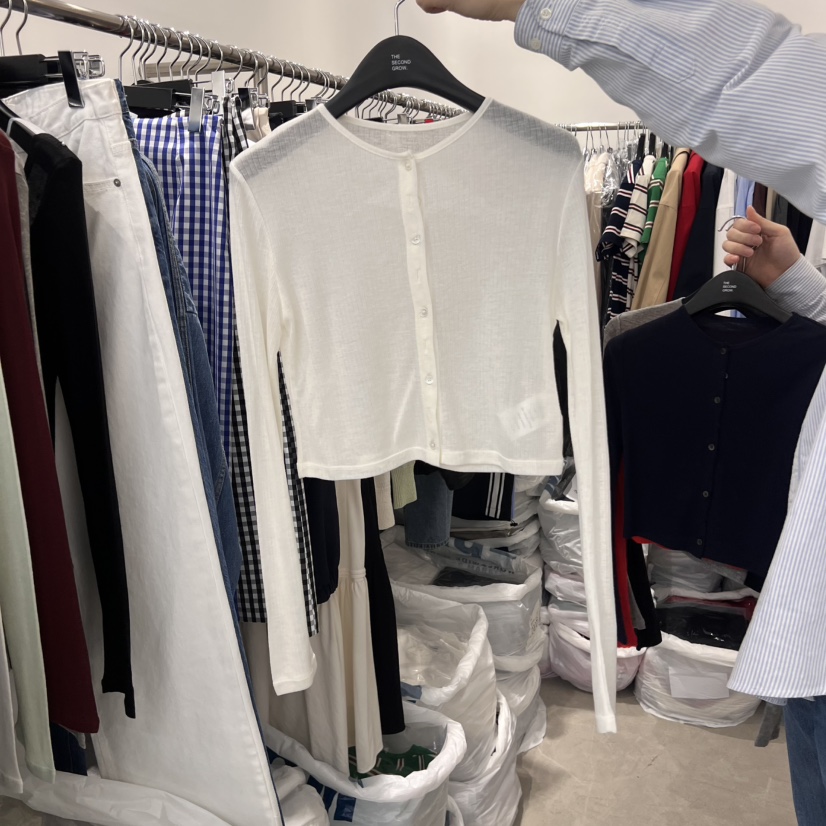 THE SECOND GROW韓國直郵㊣女裝新品休閑25春夏長袖T恤開衫THE SECOND GROW長袖T恤