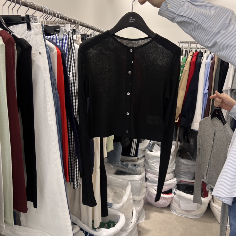 THE SECOND GROW韓國直郵㊣女裝新品休閑25春夏長袖T恤開衫THE SECOND GROW長袖T恤圖色5