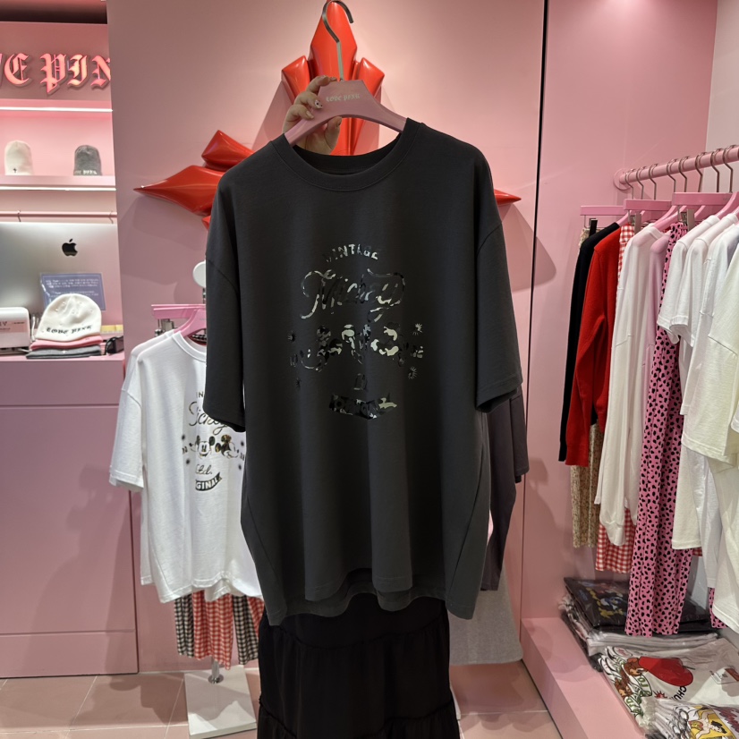 LOVE PINK韓國㊣直郵東大門代購女裝新品休閑25春夏推薦T恤鴨LOVE PINKT恤圖色2