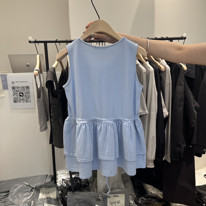 ORE-P韓國直郵㊣東大門實拍女裝新款25春夏吊帶背心荷葉邊ORE吊帶/背心