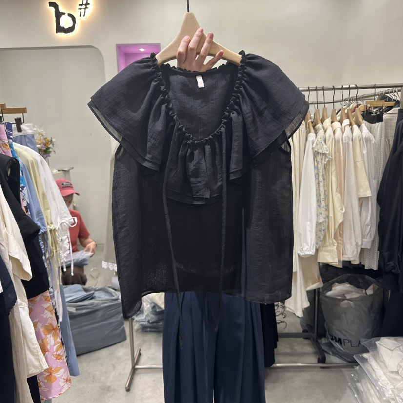 BISHOP直郵韓國代購㊣女裝新品25春夏時尚熱賣休閑襯衫蕾絲衫b#/BISHOP襯衫/蕾絲衫圖色2
