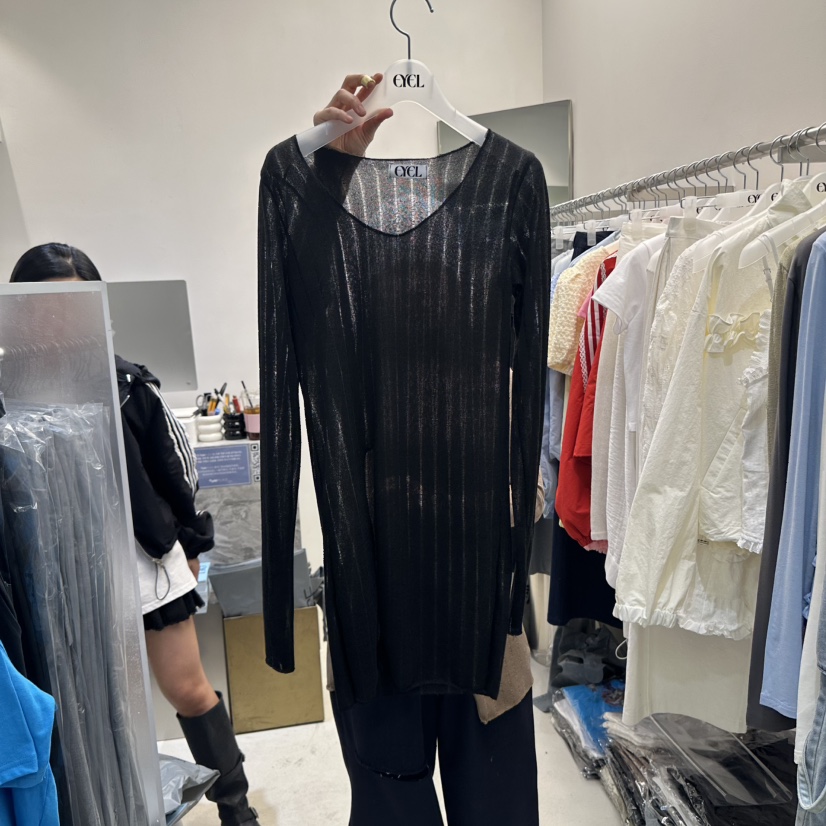 EYEL韓國直郵㊣東大門實拍女裝新品時尚人氣針織衫奶油色長款EYEL針織衫圖色4