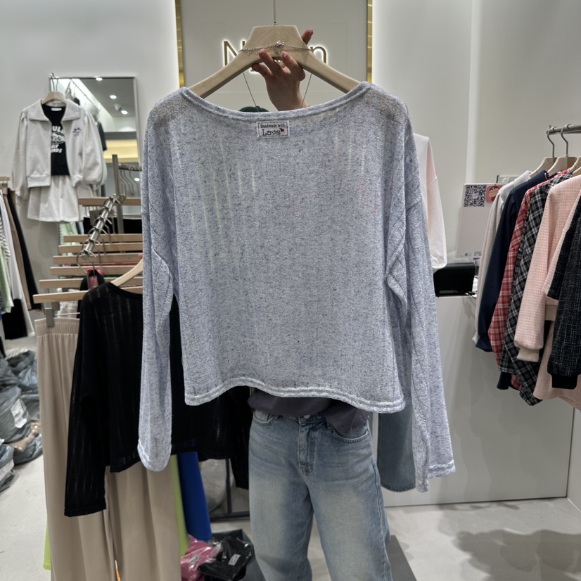 N YEN直郵韓國代購㊣女裝新品休閑熱賣時尚推薦長袖T恤透明N YEN長袖T恤