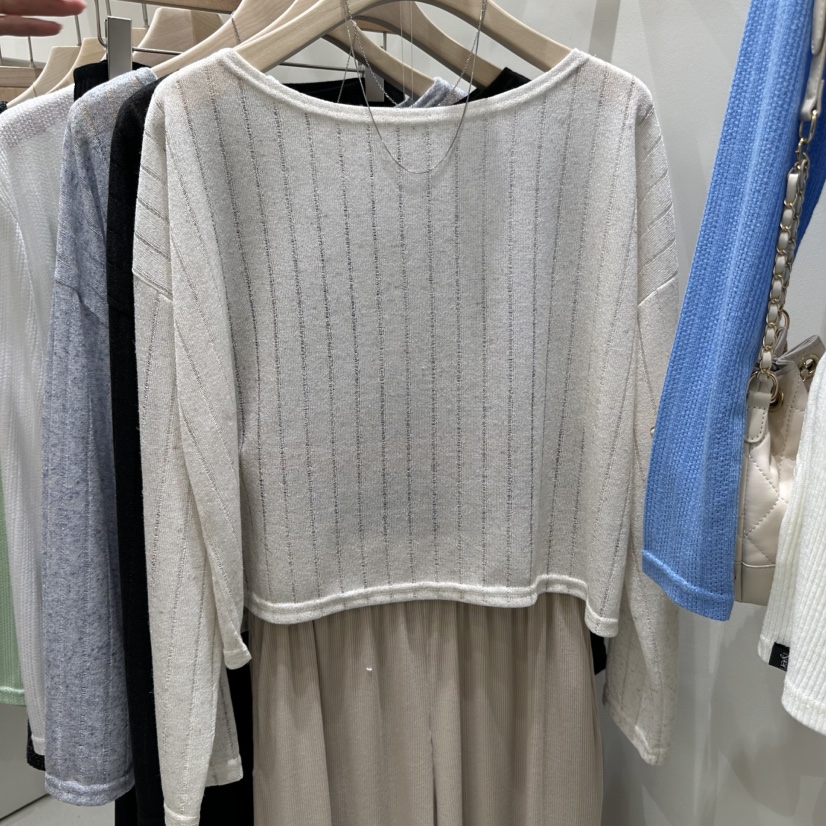 N YEN直郵韓國代購㊣女裝新品休閑熱賣時尚推薦長袖T恤透明N YEN長袖T恤