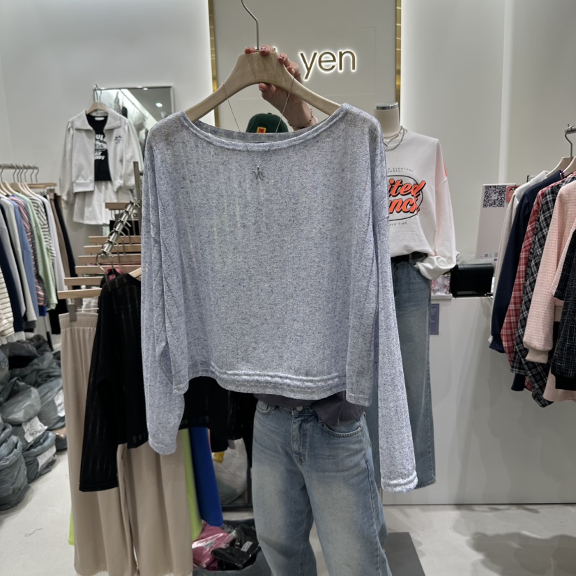 N YEN直郵韓國代購㊣女裝新品休閑熱賣時尚推薦長袖T恤透明N YEN長袖T恤圖色3
