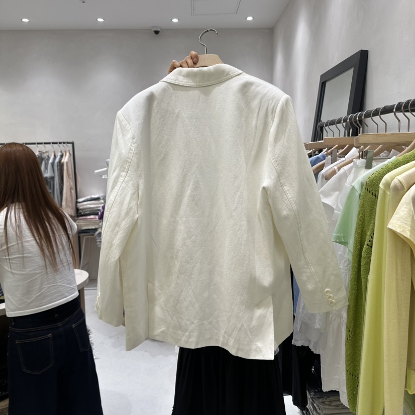 AURA韓國直郵㊣東大門實拍女裝新款時尚休閑熱賣25春夏夾克亞麻Au ra夾克