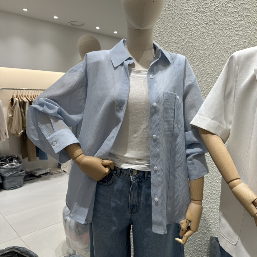 BLUEI-D韓國直郵㊣東大門實拍女裝新款25春夏人氣襯衫蕾絲衫Blue i-d襯衫/蕾絲衫圖色3