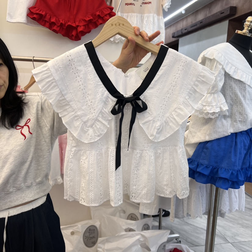 BEEN-A韓國直郵㊣女裝新款人氣推薦休閑25春夏時尚襯衫蕾絲衫BEEN-A襯衫/蕾絲衫圖色2