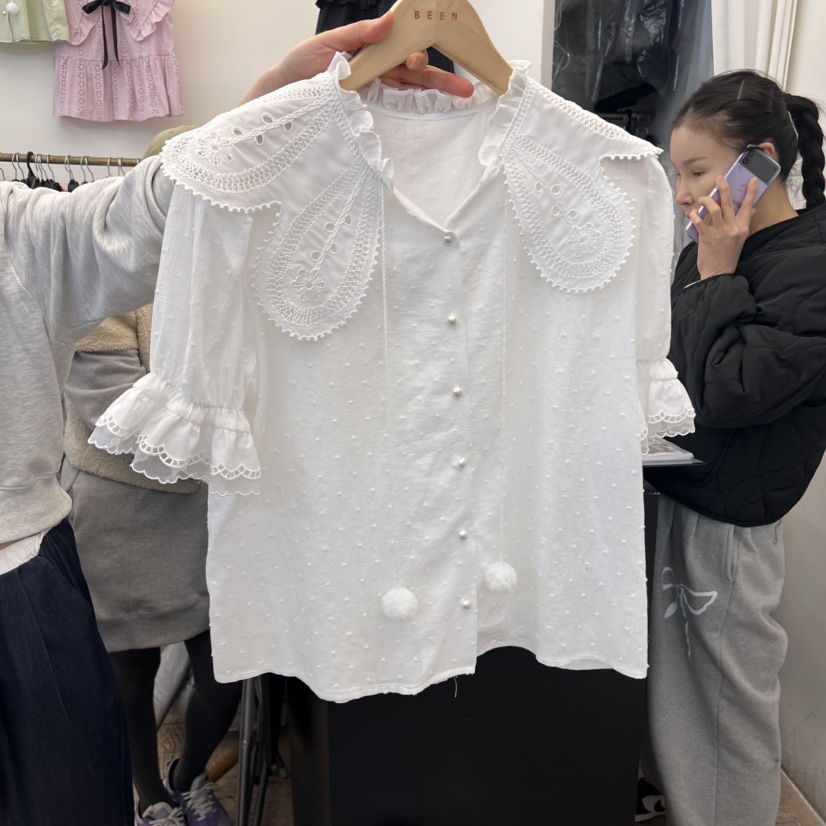 BEEN-A韓國直郵㊣東大門實拍女裝新款休閑25春夏襯衫蕾絲衫BEEN-A襯衫/蕾絲衫圖色2