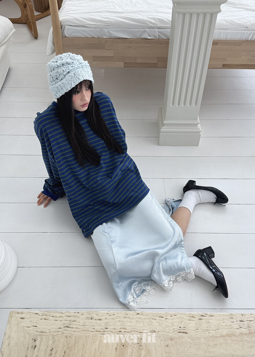 AUVERFIT韓國直郵㊣東大門實拍女裝新品推薦人氣長裙蕾絲緞面AUVERFIT長裙