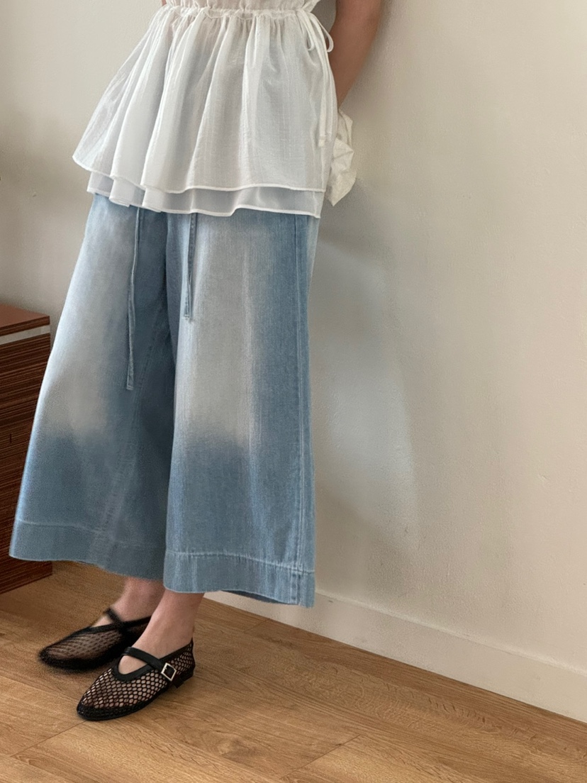LONG PEAK韓國㊣直郵東大門代購女裝新款25春夏牛仔褲含腰繩LONG PEAK牛仔褲