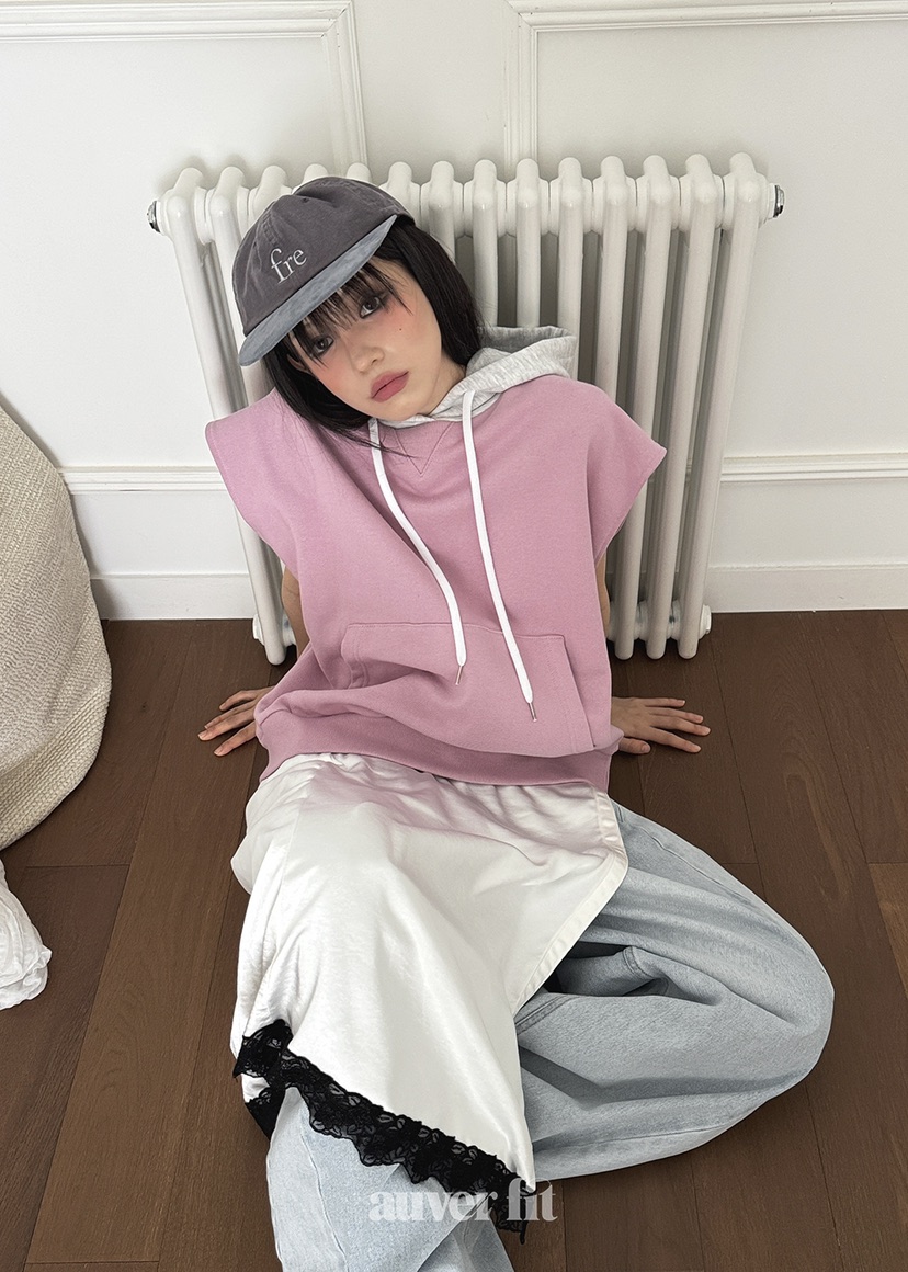 AUVERFIT直郵韓國代購㊣女裝新品休閑推薦熱賣吊帶背心連帽衫AUVERFIT吊帶/背心