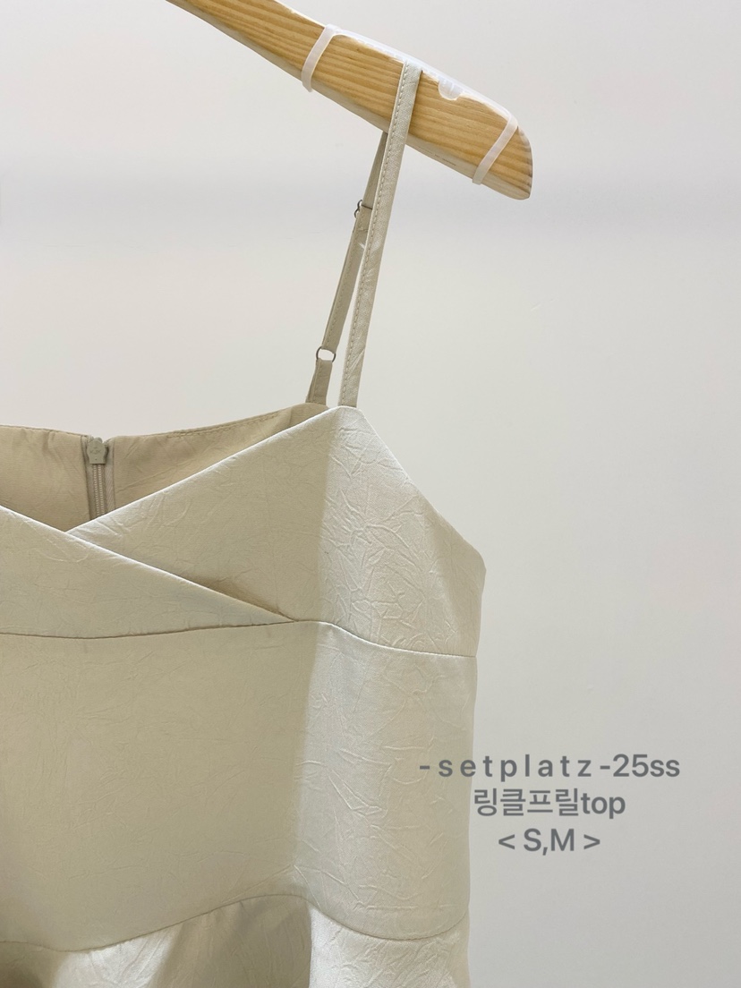 SETPLATZ韓國㊣直郵東大門代購女裝新品熱賣吊帶背心荷葉邊條紋PLATZCLASSIC吊帶/背心