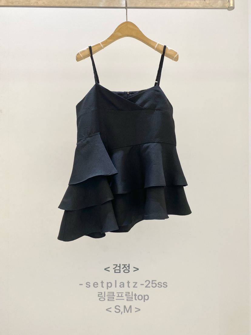 SETPLATZ韓國㊣直郵東大門代購女裝新品熱賣吊帶背心荷葉邊條紋PLATZCLASSIC吊帶/背心圖色4實際價格41000