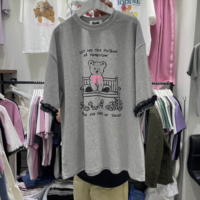EVE韓國直郵㊣女裝新款熱賣推薦25春夏人氣休閑時尚T恤EVET恤圖色2