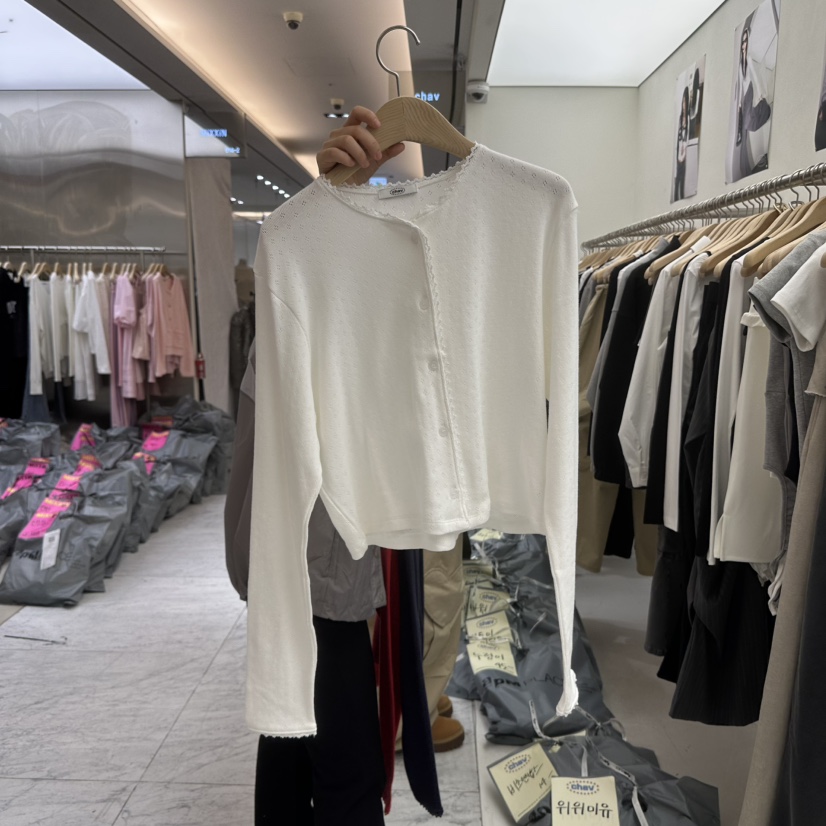 CHAV韓國㊣直郵東大門代購女裝新品休閑25春夏針織衫羊毛開衫CHAV針織衫