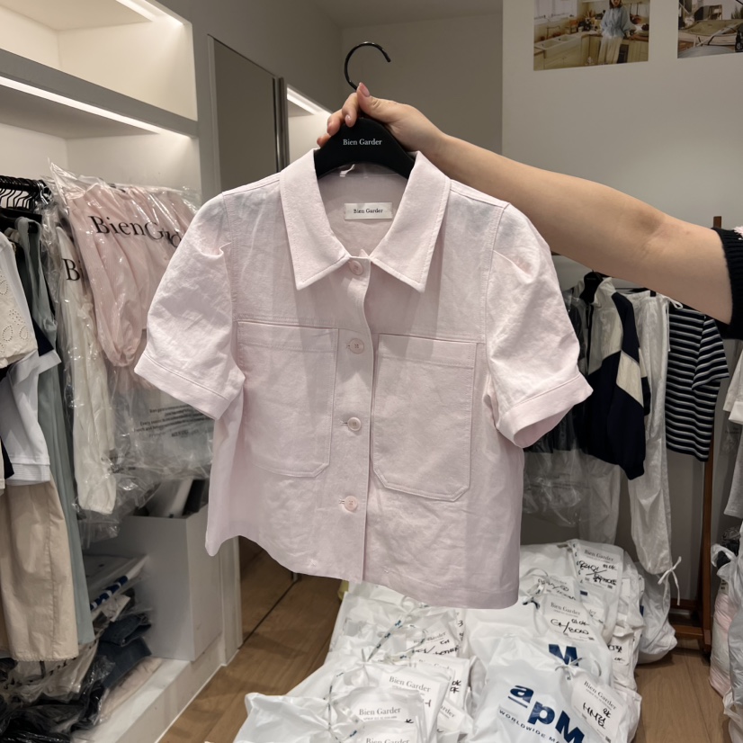 BIEN GARDER直郵韓國代購㊣女裝新款熱賣25春夏襯衫蕾絲衫亞麻BIEN GARDER襯衫/蕾絲衫圖色1