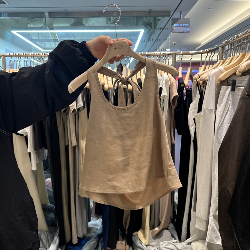 HONG.U韓國直郵㊣女裝新品熱賣休閑時尚人氣推薦吊帶背心亞麻HONG.U吊帶/背心圖色3