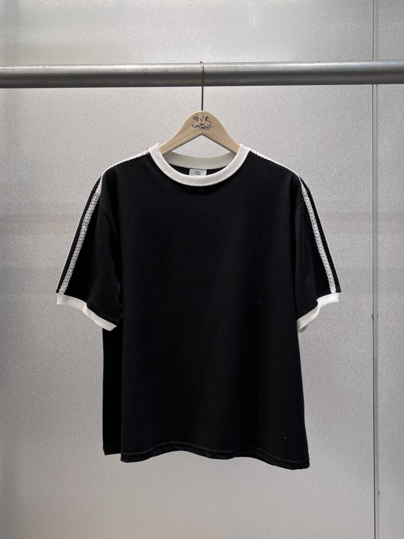 VARY COON韓國直郵㊣東大門實拍女裝新品休閑時尚T恤腰帶蕾絲GVR-VARY COONT恤圖色2