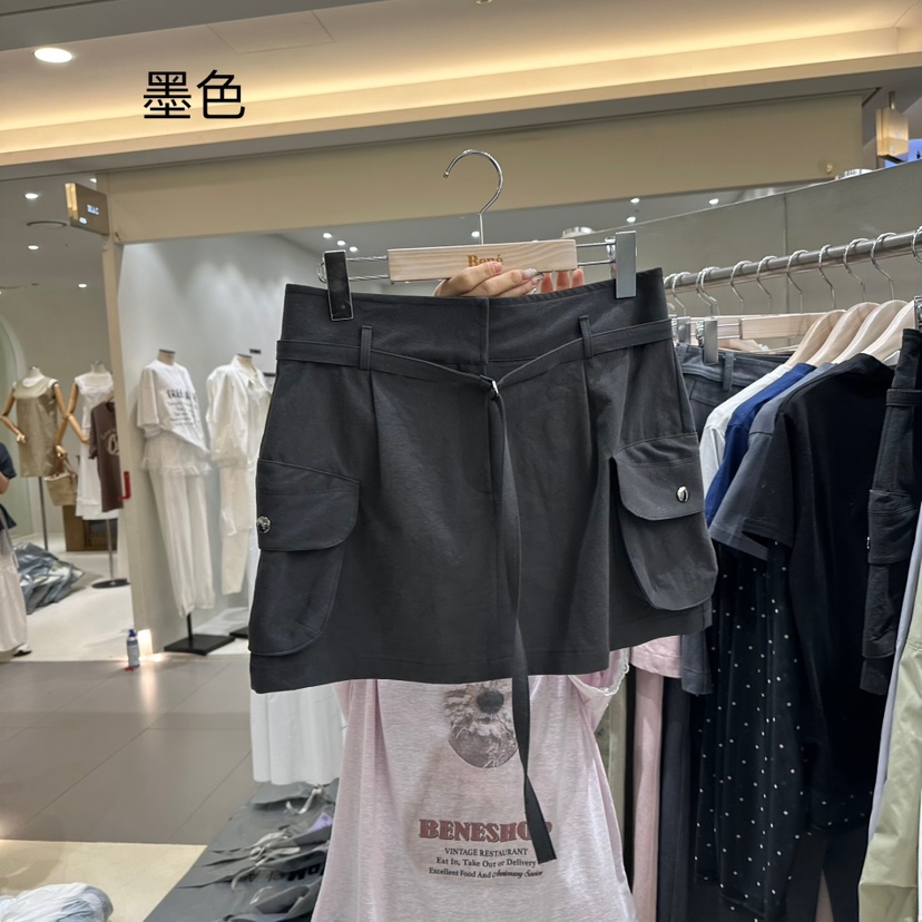 BENE直郵韓國代購㊣女裝新款人氣推薦休閑熱賣時尚短裙含腰帶BENE短裙