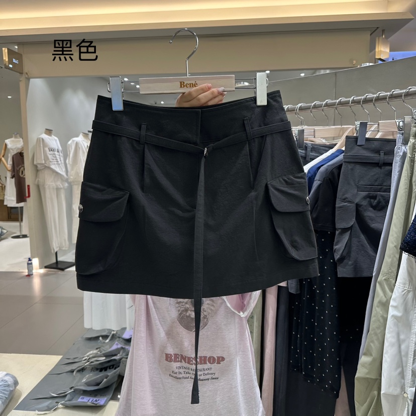 BENE直郵韓國代購㊣女裝新款人氣推薦休閑熱賣時尚短裙含腰帶BENE短裙圖色3