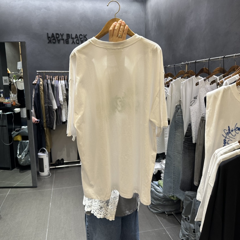 LADYBLACK韓國㊣直郵東大門代購女裝新款25春夏人氣T恤雙層LADYBLACKT恤