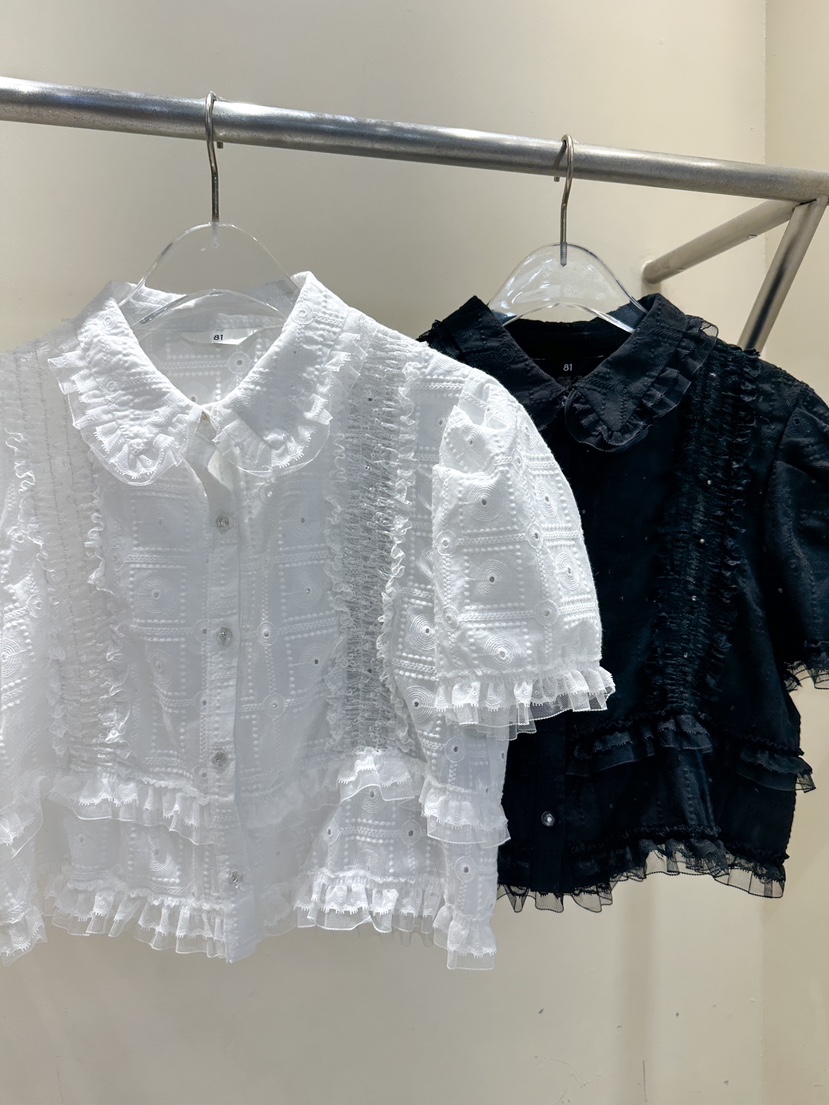 81 MARKET-L直郵韓國代購㊣女裝新款熱賣25春夏襯衫蕾絲衫81 MARKET-L襯衫/蕾絲衫