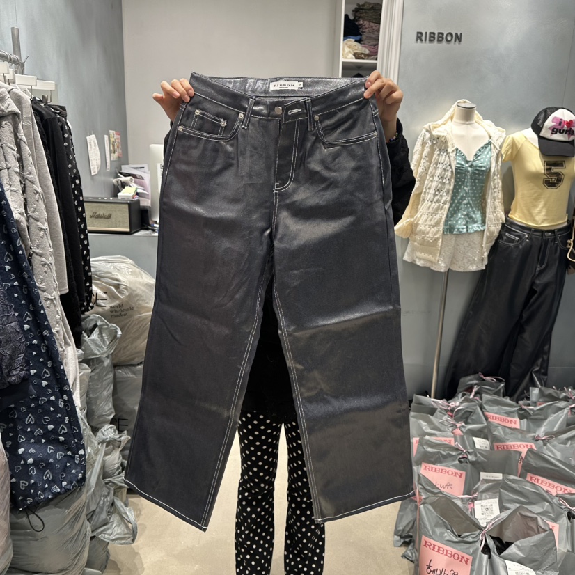 RIBBON直郵韓國代購㊣女裝新品人氣25春夏休閑熱賣推薦牛仔褲RIBBON牛仔褲
