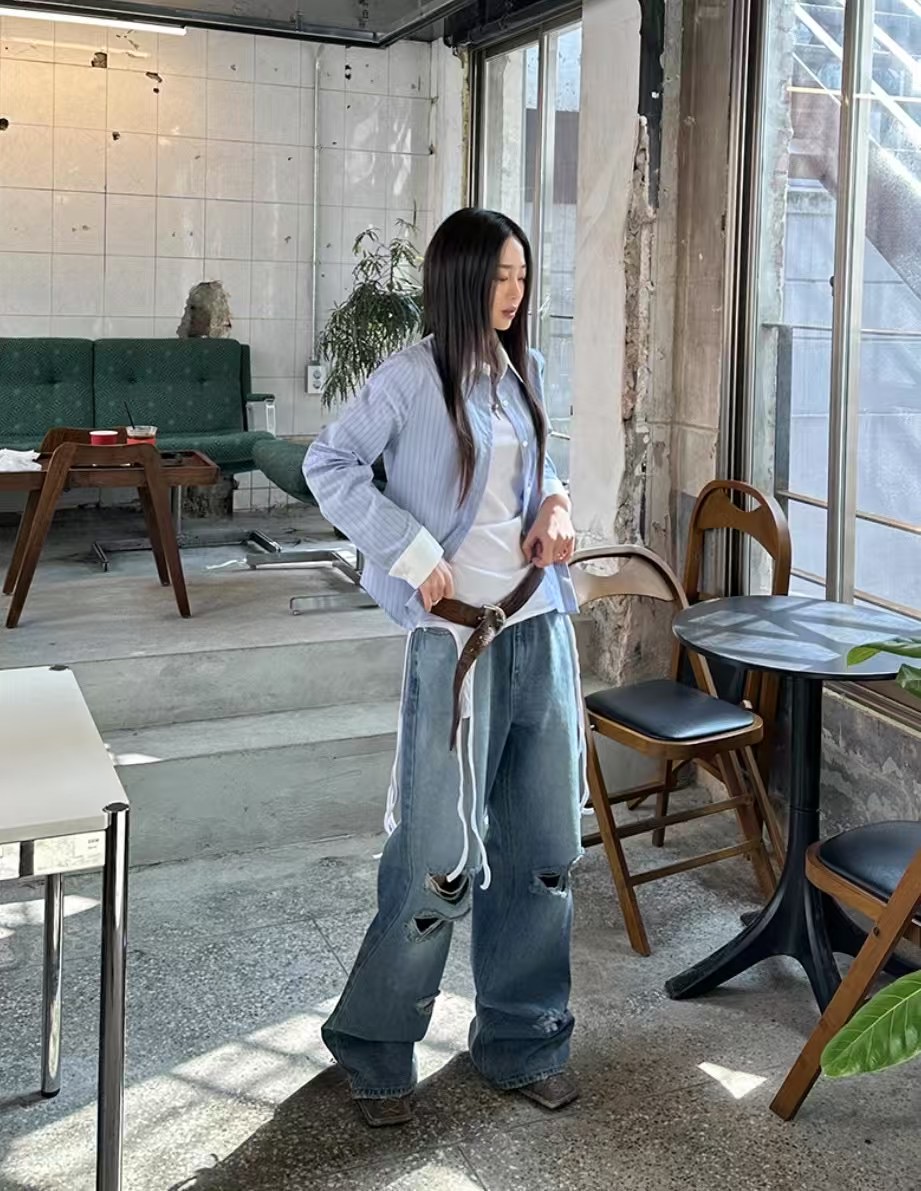BY RANI-ot直郵韓國代購㊣女裝新品休閑人氣推薦熱賣牛仔褲BY RANI-ot牛仔褲