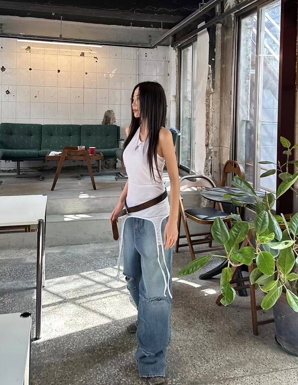 BY RANI-ot直郵韓國代購㊣女裝新品休閑人氣推薦熱賣牛仔褲BY RANI-ot牛仔褲