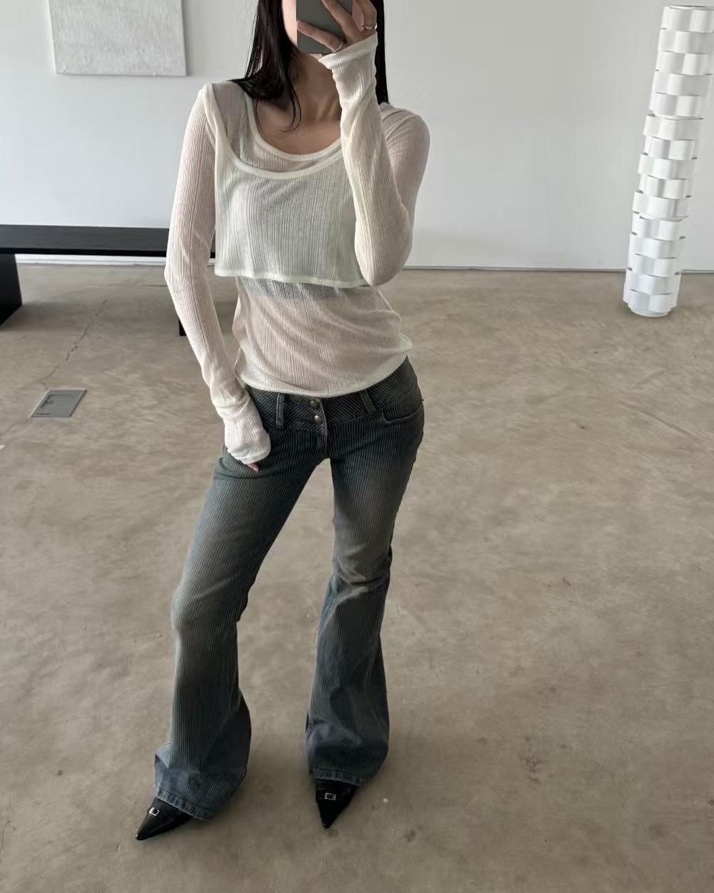 PEETS直郵韓國代購㊣女裝新品時尚人氣休閑熱賣推薦長袖T恤PEETS長袖T恤