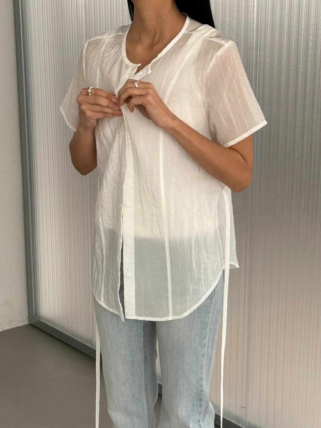 ONE AND直郵韓國代購㊣女裝新款熱賣25春夏推薦襯衫蕾絲衫ONE AND襯衫/蕾絲衫圖色3