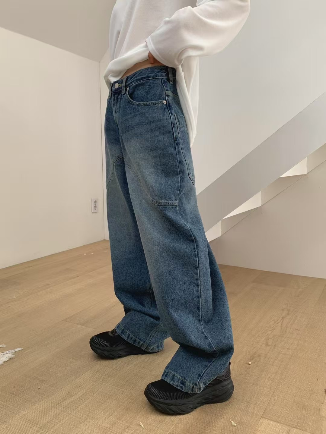 PEETS韓國㊣直郵東大門代購女裝新款休閑熱賣推薦25春夏牛仔褲PEETS牛仔褲