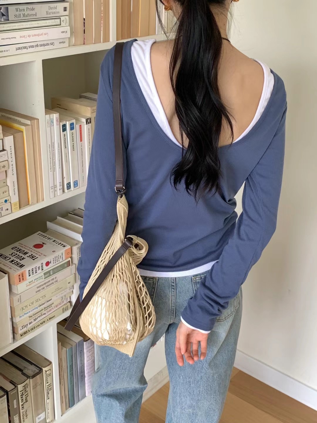 WANDERLUST直郵韓國代購㊣女裝新款熱賣休閑時尚25春夏長袖T恤WANDERLUST長袖T恤