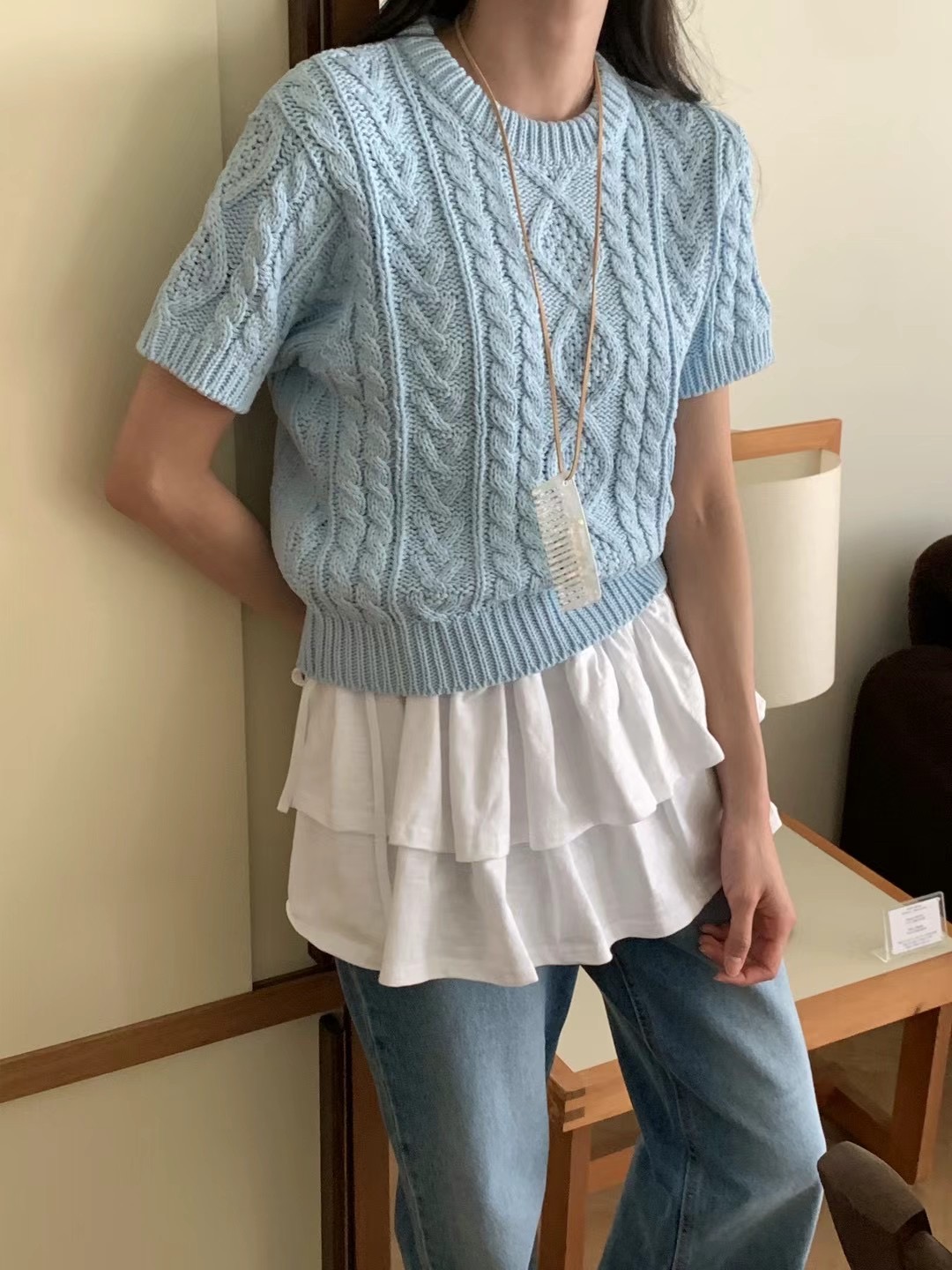 WANDERLUST韓國直郵㊣女裝新款時尚25春夏熱賣休閑人氣針織衫WANDERLUST針織衫