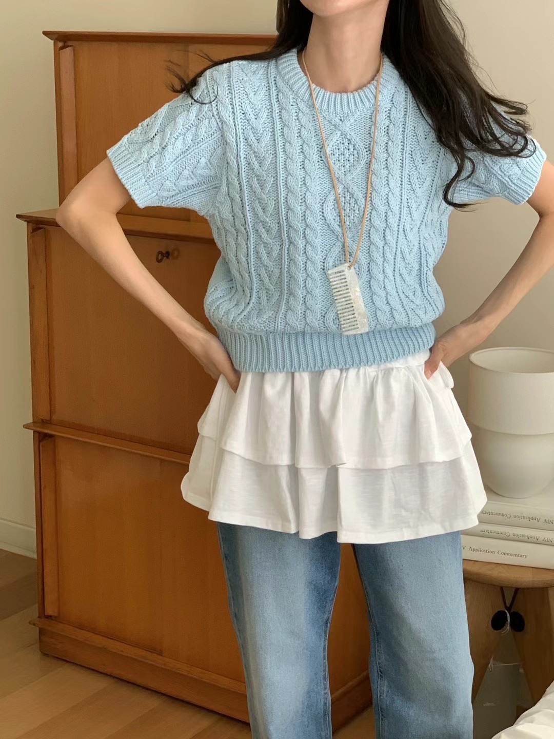 WANDERLUST韓國直郵㊣女裝新款時尚25春夏熱賣休閑人氣針織衫WANDERLUST針織衫