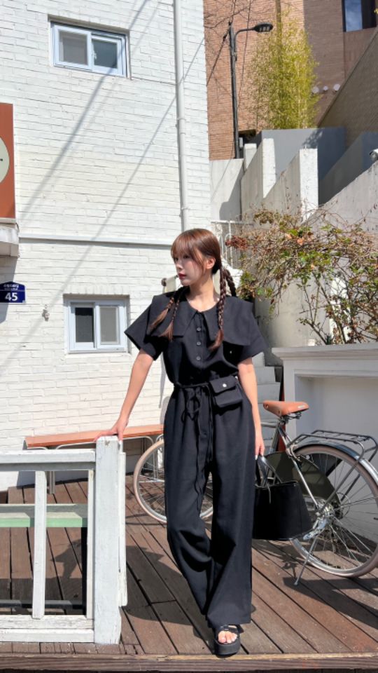 HEY/TO SEWING韓國直郵㊣東大門實拍女裝新品人氣連體褲口袋BY HEY/TO SEWING連體褲