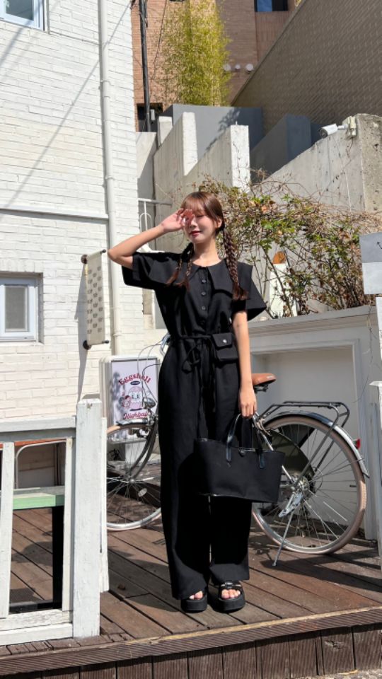 HEY/TO SEWING韓國直郵㊣東大門實拍女裝新品人氣連體褲口袋BY HEY/TO SEWING連體褲