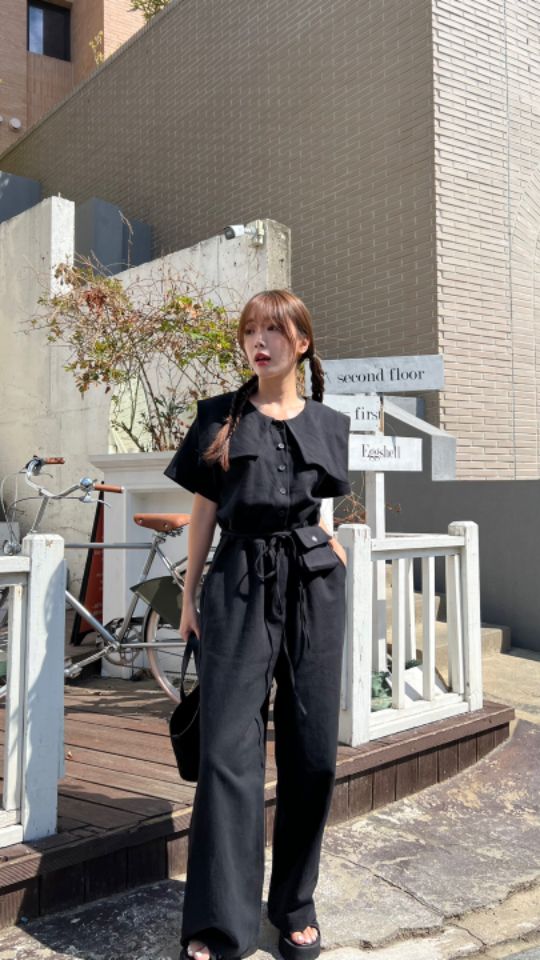 HEY/TO SEWING韓國直郵㊣東大門實拍女裝新品人氣連體褲口袋BY HEY/TO SEWING連體褲