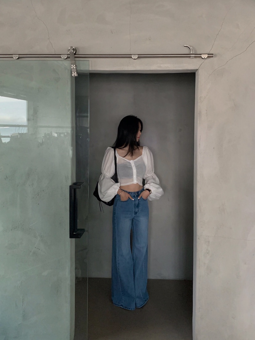 VERANDA直郵韓國代購㊣女裝新款熱賣25春夏休閑時尚推薦牛仔褲VERANDA牛仔褲