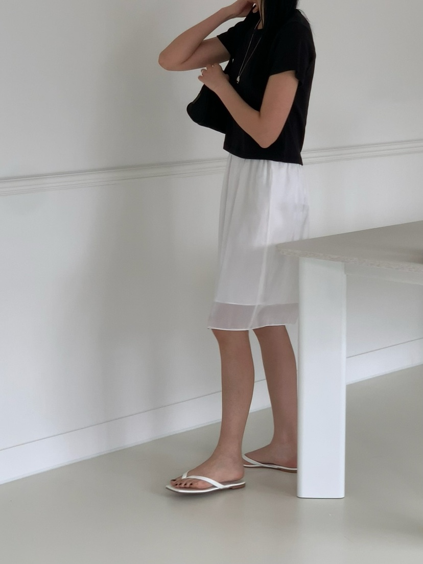 SORBET直郵韓國代購㊣女裝新款25春夏人氣休閑半身裙中短裙SORBET/flat white半身裙/中短裙