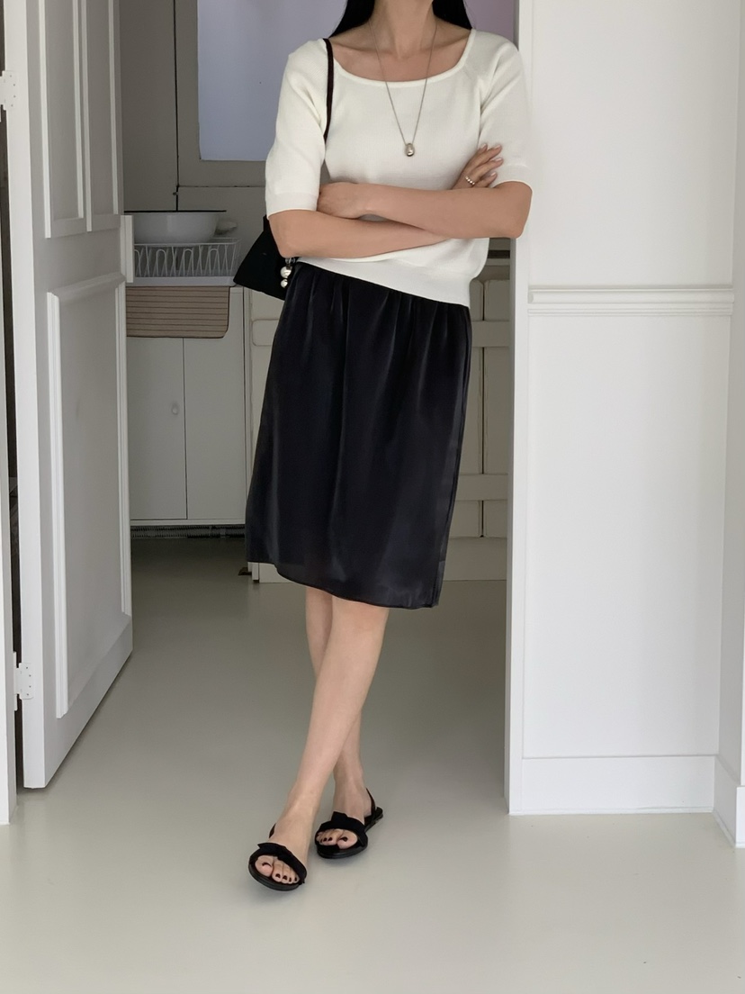 SORBET直郵韓國代購㊣女裝新款25春夏人氣休閑半身裙中短裙SORBET/flat white半身裙/中短裙