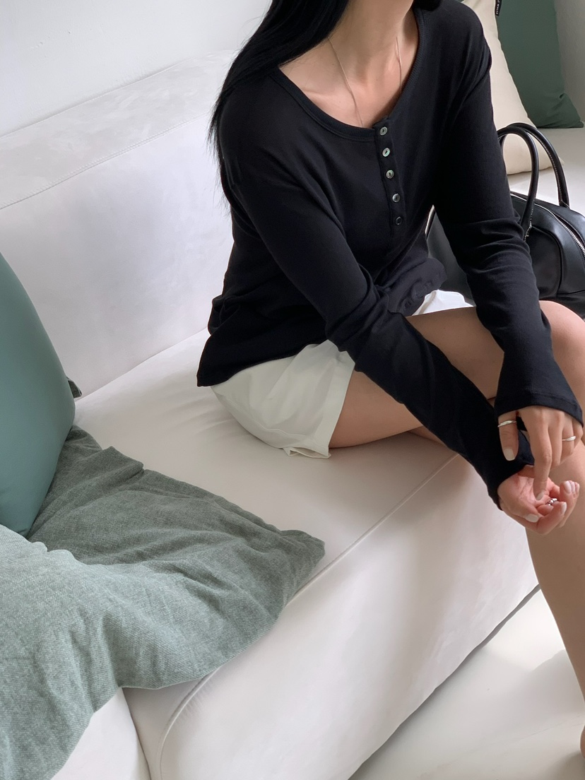SORBET韓國㊣直郵東大門代購女裝新款推薦休閑時尚25春夏長袖T恤SORBET/flat white長袖T恤