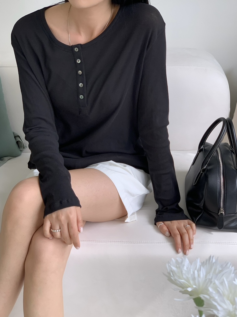 SORBET韓國㊣直郵東大門代購女裝新款推薦休閑時尚25春夏長袖T恤SORBET/flat white長袖T恤