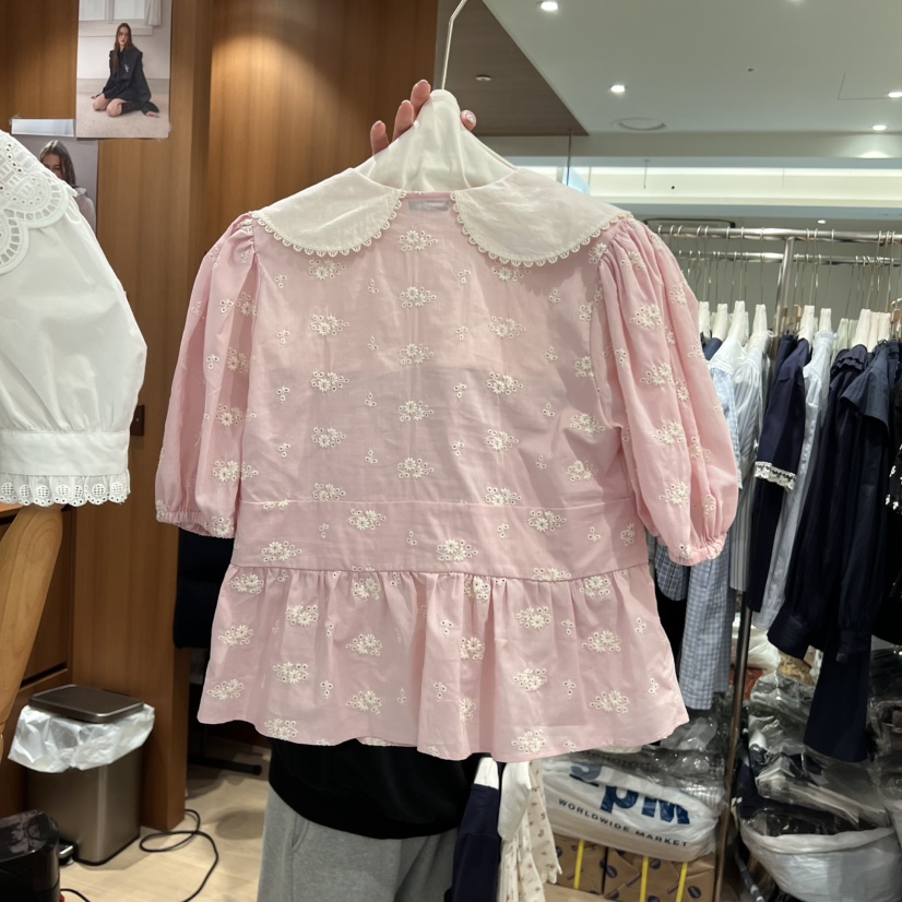 OGI直郵韓國代購㊣女裝新品休閑推薦25春夏時尚人氣襯衫蕾絲衫FLat OGI襯衫/蕾絲衫