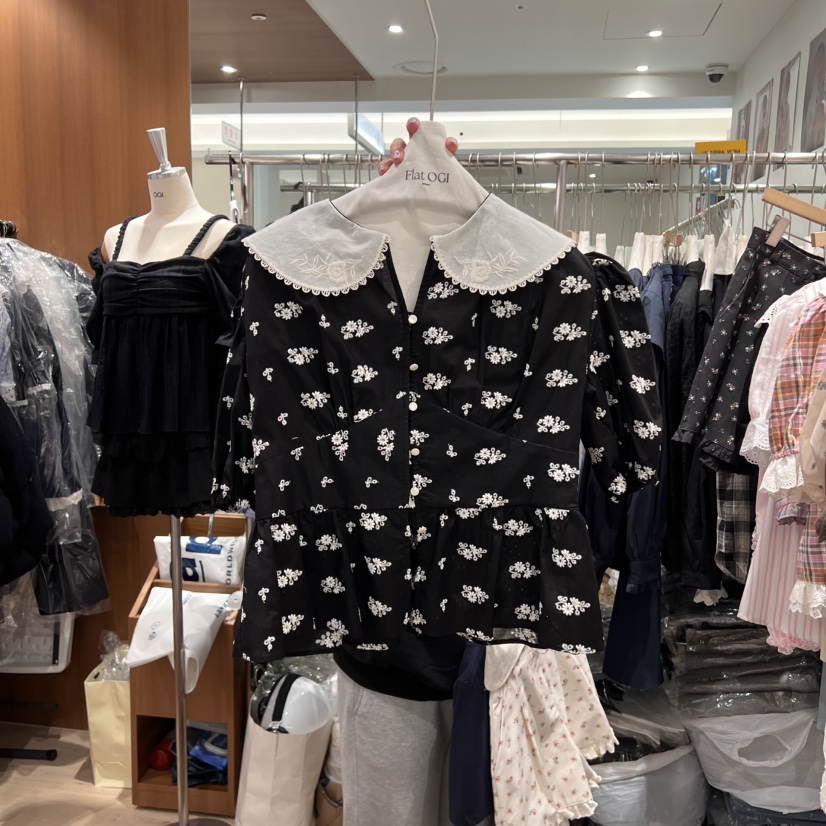OGI直郵韓國代購㊣女裝新品休閑推薦25春夏時尚人氣襯衫蕾絲衫FLat OGI襯衫/蕾絲衫圖色2