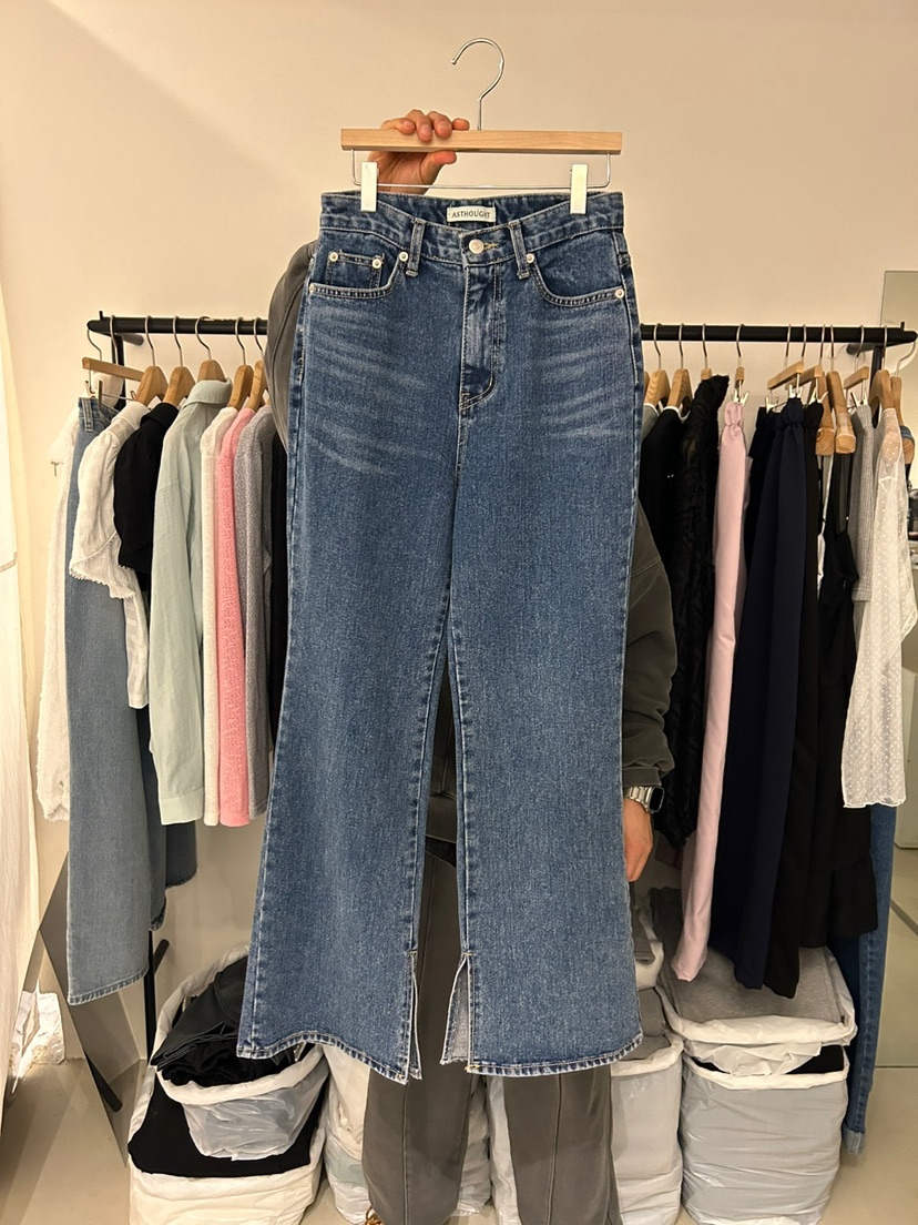 AS THOUGHT直郵韓國代購㊣女裝新品人氣休閑25春夏時尚牛仔褲AS THOUGHT牛仔褲