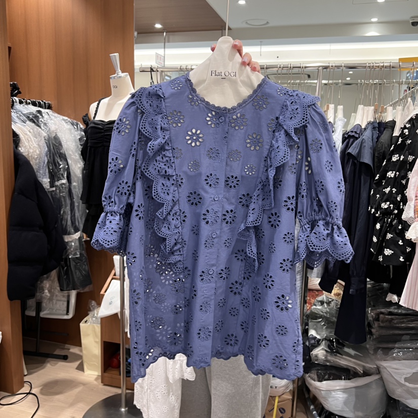 OGI韓國直郵㊣女裝新款推薦25春夏熱賣時尚人氣休閑襯衫蕾絲衫FLat OGI襯衫/蕾絲衫